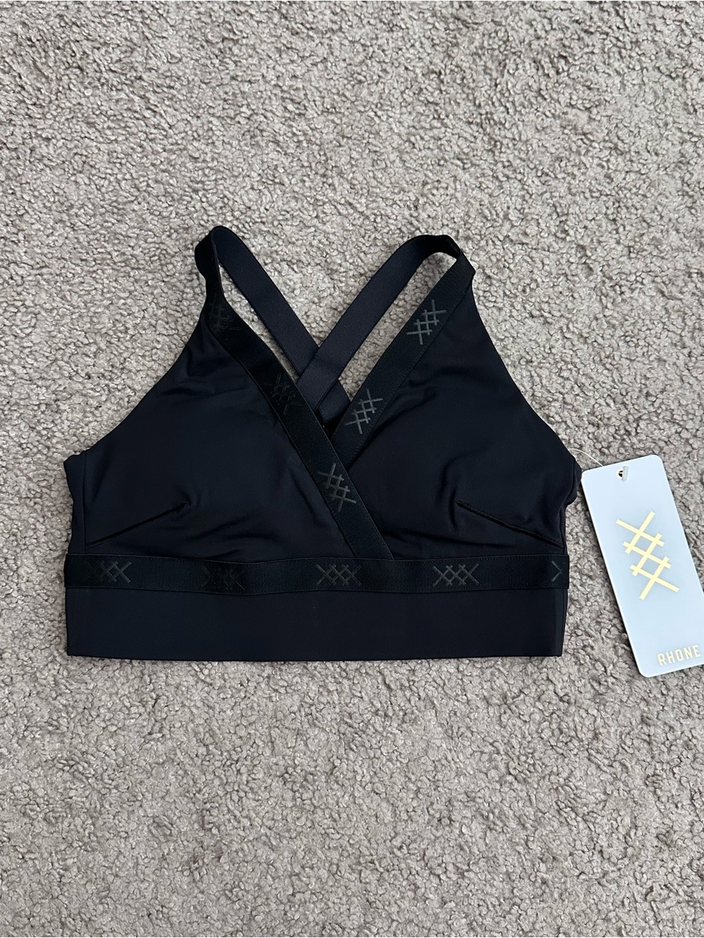 RHONE Banded Hi-Form Bra Black Cross-Strap Sports Womens XS